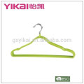 PVC metal shirt clothes hanger with nothes and bar in lawn green